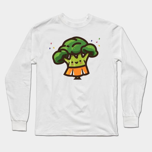 Broccoli Cheerleader Long Sleeve T-Shirt by carlospuentesart